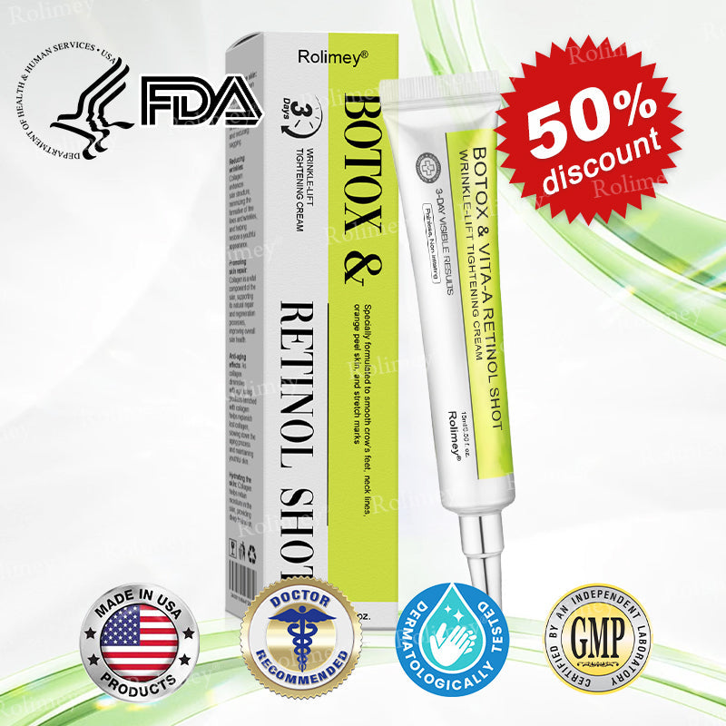 👨⚕️✅Made and shipped from the USA 🔆Rolimey® Botox & Vita-A Retinol Shot Wrinkle-Lift Tightening cream - Last Day Promotion 70% OFF ⏰