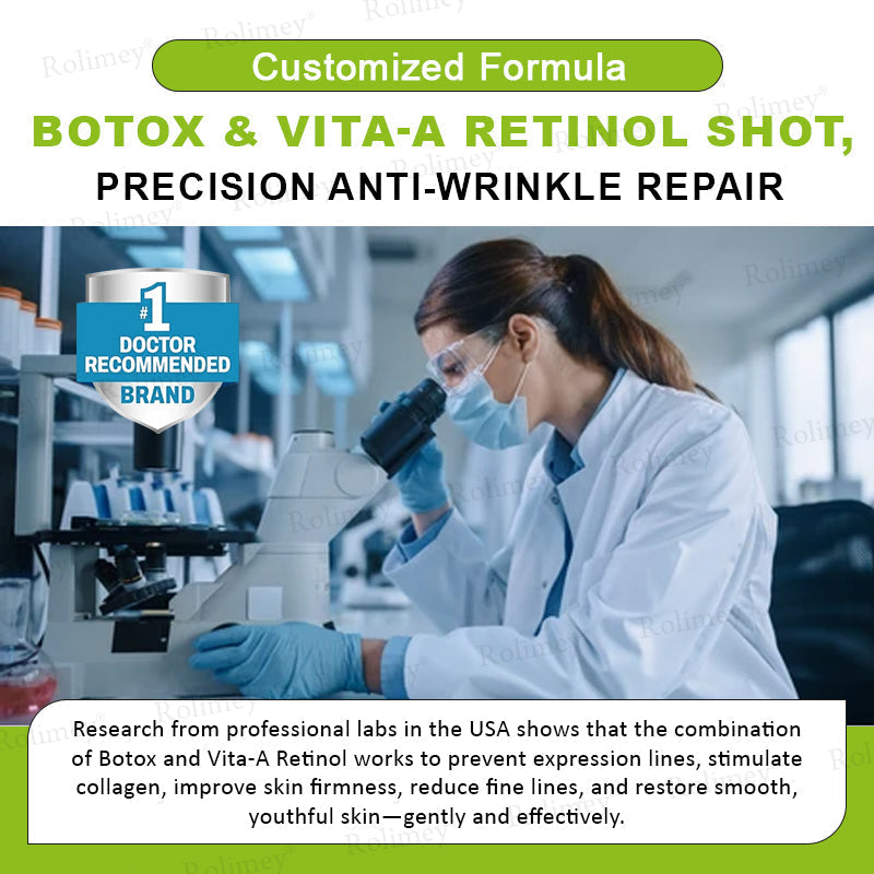 Произведено и изпратено от САЩ ✅ Rolimey® Botox & Vita-A Retinol Shot Крем против бръчки и за стягане на кожата – Последен ден на промоцията: 70% ОТСТЪПКА!
