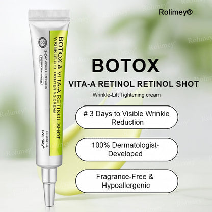 Произведено и изпратено от САЩ ✅ Rolimey® Botox & Vita-A Retinol Shot Крем против бръчки и за стягане на кожата – Последен ден на промоцията: 70% ОТСТЪПКА!